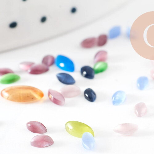 Cabochon verre oeil de chat marquise 2-5mm,cabochon multicolorecréation bijoux, x 10gr g0013