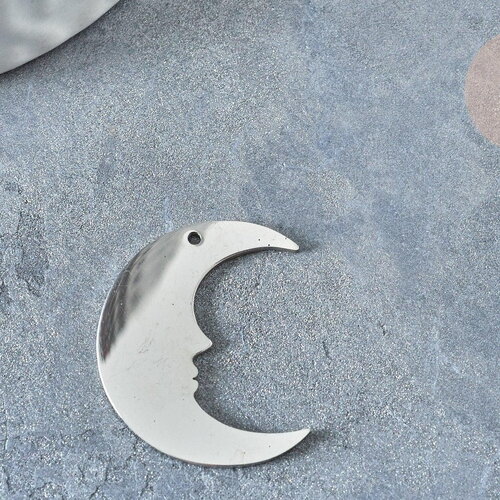 Pendentif lune acier 201 inoxydable platine 24mm, x1 g7603