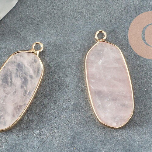 Pendentif hexagone quartz rose naturel 37mm, pendentif pierre, pierre naturelle, pendentif rose,quartz rose naturel, x1 g2819