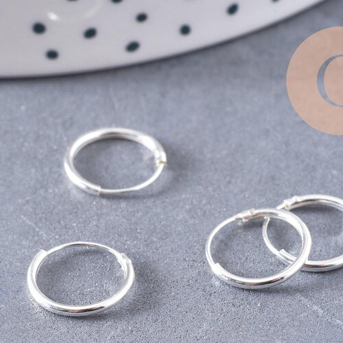 Créoles fine argent 925 massif 12mm, x1 paire (g5410)
