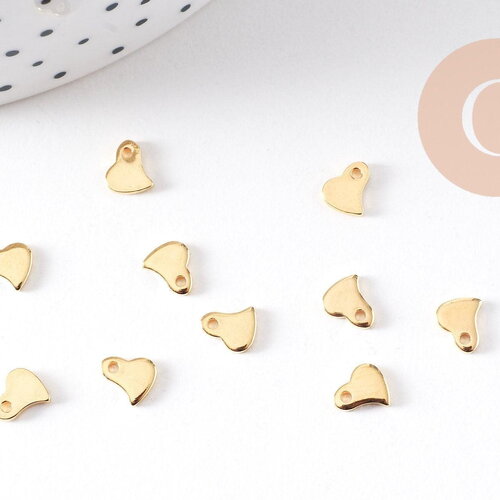 Breloques coeur stylisé acier 201 inoxydable doré 6mm,x10 (g10515)