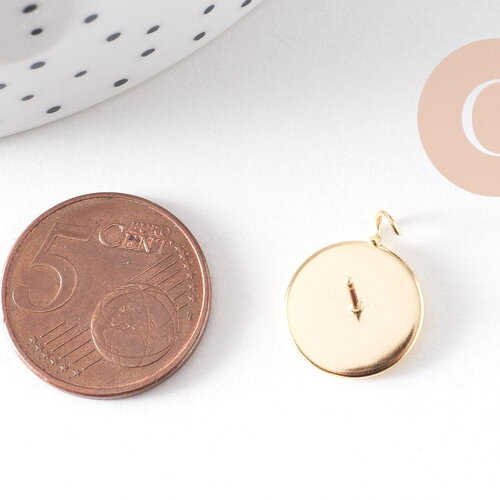 Boucles puce support cabochon rond 12mm avec anneau acier 304 inoxydable doré, x2 (g10510)