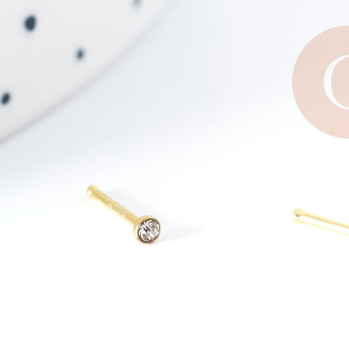 Piercing nez acier 316l chirurgical inoxydable strass blanc 2mm, piercing acier x1 g9005