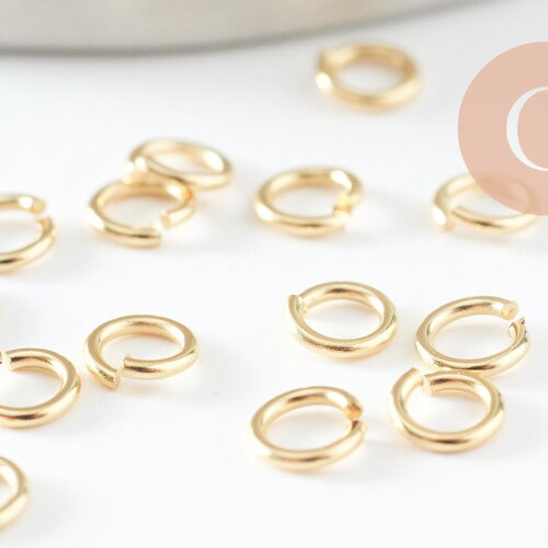 Anneaux ouverts ronds laiton doré 24k 4x0.8mm, x50 (g9896)