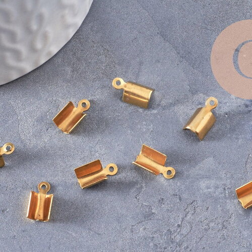 Embouts corde métal doré à pincer,fournitures dorées,finition ruban,finition chaine, 1.1cm, x10 (g1806)