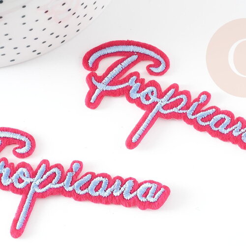 Ecusson brodé à repasser tropicana customisation vêtement, écusson thermocollant,patch écusson brodé,80mm, x2 g5073