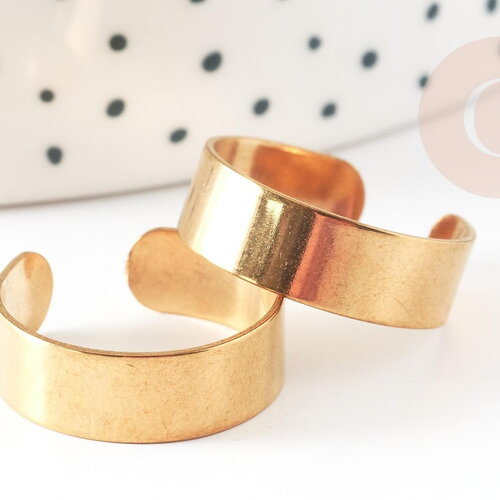 Bague réglable personnalisable acier doré inoxydable 18mm, x2 (g3418)