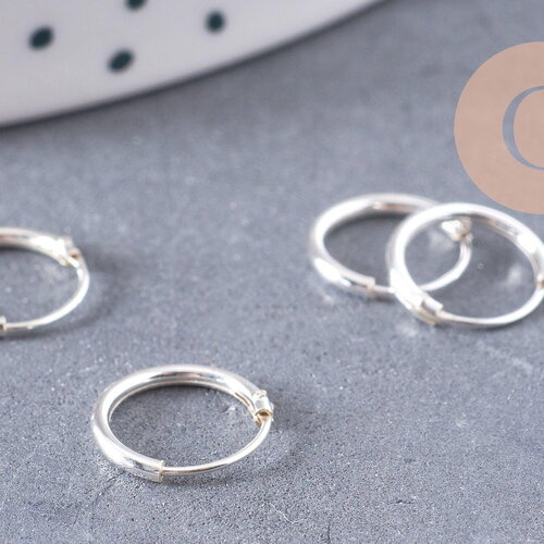 Créoles fine argent 925 massif 10mm, la paire (g3261)