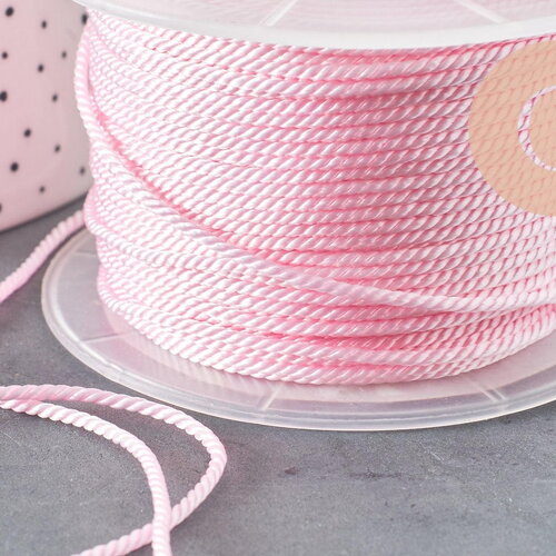 Cordon satiné torsadé rose, cordon pour bijoux,cordon rose scrapbooking,corde décoration, largeur 2mm, x1 mètre g5655