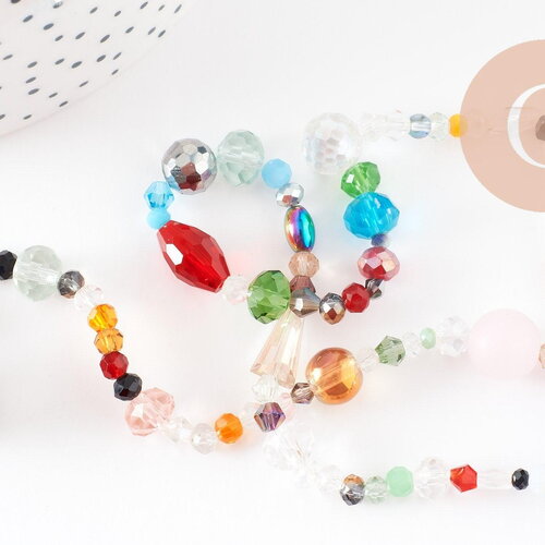Perle abacus cristal multicolore, perle abacus, perle cristal,perles verre,2.5-13mm, fil de 40cm , x1 (g2497)