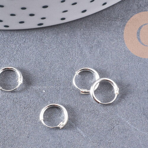 Créoles fine argent 925 massif 8mm, x1 paire (g1313)