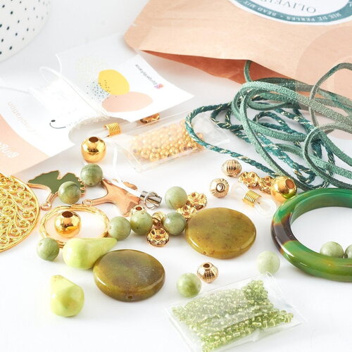 Kit mix de perles vert oliveira g9135