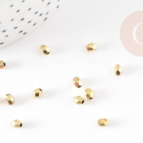 Perles intercalaires facettées zamac doré 4x3.5mm, x50 (6.5gr) (g1547)