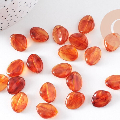Perle nuggets acrylique imitation ambre 17mm, x2 (g10484)