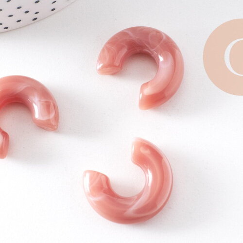 Perle tube forme u acrylique imitation pierre non percé 28mm, x2 (g10483)