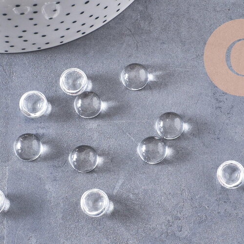 Cabochon rond verre transparent 10mm, x5 (g10485)