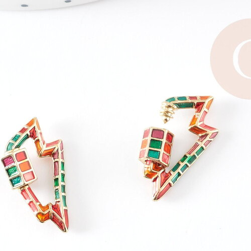 Fermoir à vis éclair laiton doré émail cloisonné, grand fermoir qualité,26mm, x1 g2741