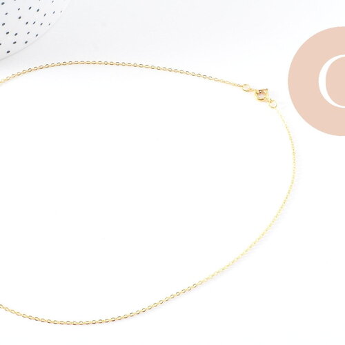 Chaine complète collier laiton doré forçat 14k 1.5mm-40cm, x1 (g10115)