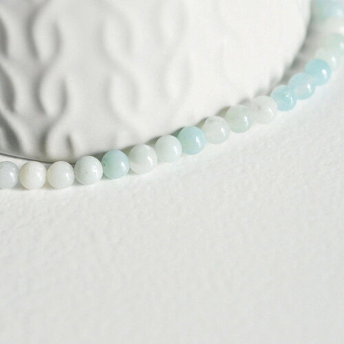 Perle amazonite naturelle ronde 4mm, perle pierre naturelle,fil de 38 cm, x1 (g5876)