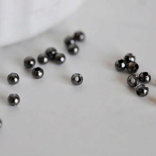 Perles intercalaires noires métalgun 3mm, x10 grammes (g2441)