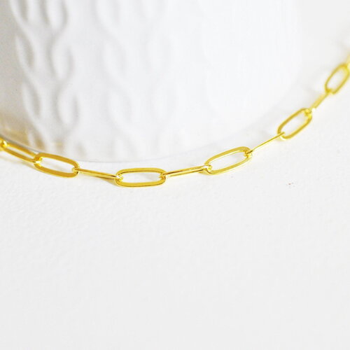 Chaine laiton doré maille rectangle 11x4.3mm, x 1 mètre (g2442)