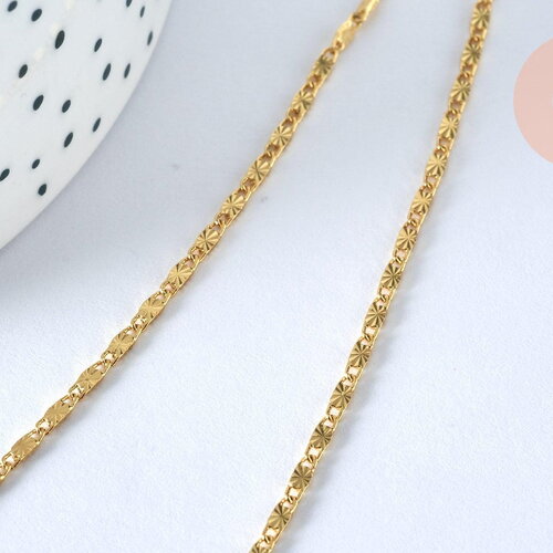 Chaine dorée fantaisie 14k, fourniture créative, chaine dorée, chaine collier, chaine complète,1.5 mm, 44.5cm, x1 (g0918)