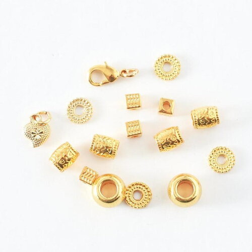 Mélange de perles zamac doré pour kit médaille émaillée (g9553)
