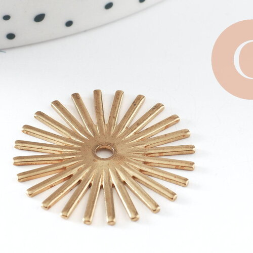 Pendentif médaille cerle soleil laiton brut, apprêt doré, sans nickel,médaille dorée,laiton brut, médaille ronde,25mm, x2 (g1247)