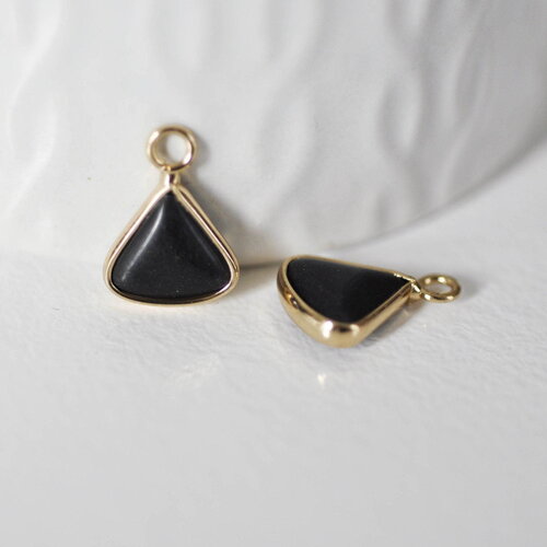 Pendentif triangle jade noir,creation bijou,pendentif bijoux, pendentif pierre naturelle,bracelet pierre, jade naturel,16mm x1, g0953