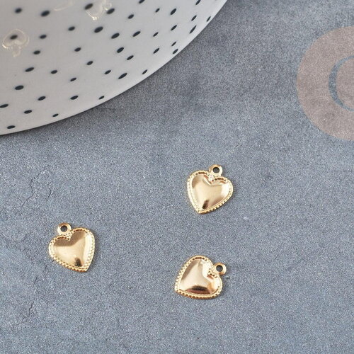 Pendentif coeur acier 304 inoxydable doré 10mm,x5 (g4914)