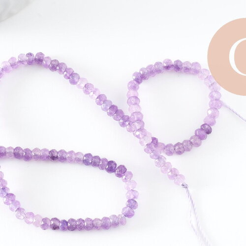 Perle rondelle jade violet, naturelle,jade, pierre,perle facette,jade,5x3mm,fil de 35 cm, x1 (g1704)