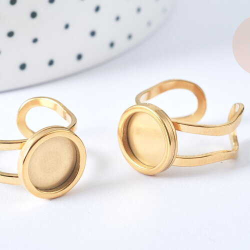 Bague réglable pour cabochon 10mm en acier 201 inoxydable doré, x1 (g7755)