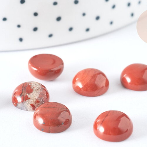 Cabochon rond jaspe rouge demi sphère 10mm,cabochon pierre naturelle, x1 g7574