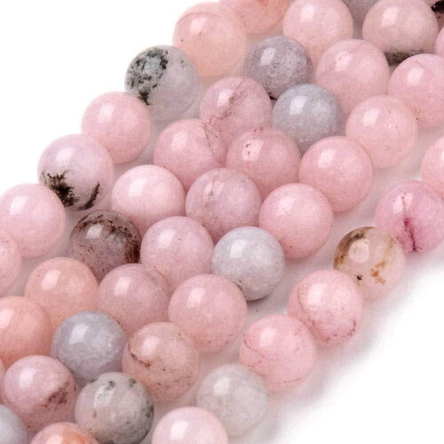 Perles jaspe rose fleur de cerise naturel 8mm, x1 fil de 38cm (g3845)