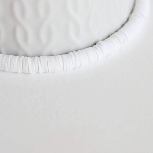 Perles polymère blanc heishi 6mm,fabrication bijoux, perles plastique, perle heishi,perle disque, 6mm,le fil de 40cm-g1631