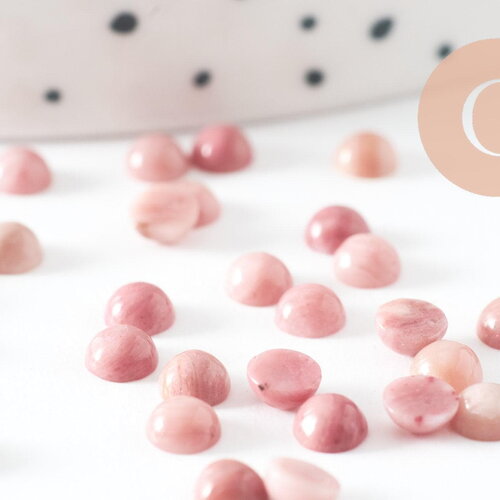 Cabochon rond rhodonite naturelle 4mm, cabochon rond en pierre rose naturelle, x1 (g10038)