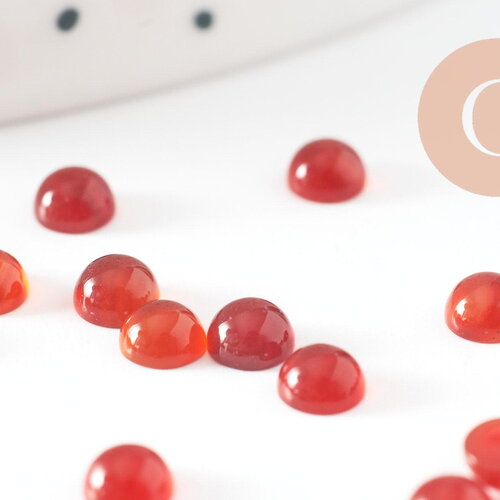 Cabochon rond agate naturelle rouge 4mm, cabochon rond en pierre naturelle, x1 (g10034)