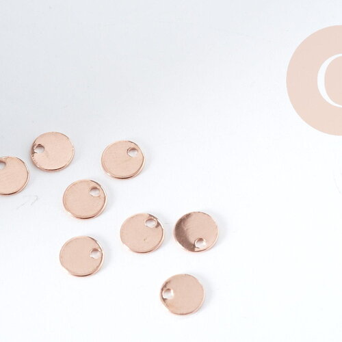 Breloque ronde cuivre or rose 16k 5mm,pendentif doré pour création bijoux diy, x4 g8926