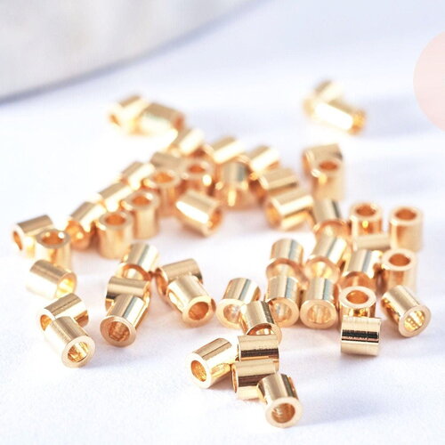 Perles à écraser tube acier doré inoxydable perles acier doré 2x2mm, x1gr (g6791)