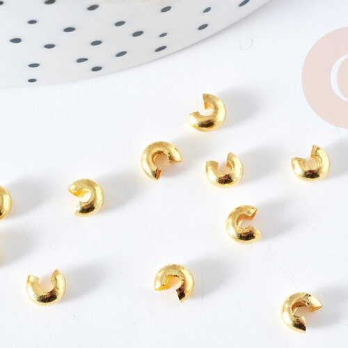 Perles à écraser en laiton doré lisse 4mm, x20(1.7 g) (g5982)