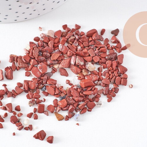 Sable chips pierre jaspe rouge naturel 2~12mm, x20gr (g3502)