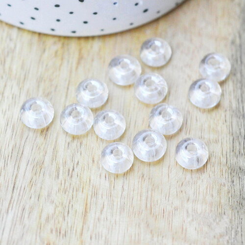 Perle rondelle donut verre transparent,des perles reondelles verre pour vos créations de bijoux et bracelet,3-5x9mm, x 20 g4389