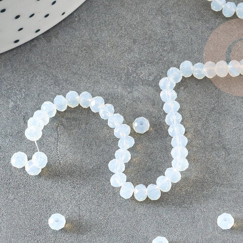 Perles rondelle abacus verre opalite 4x3mm, perles verre facetté cristal x1 gr g9703