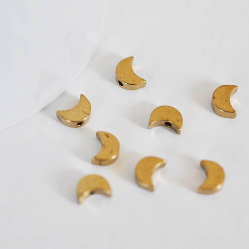 Breloque lune1 trou laiton brut 7mm,pendentif sans nickel pour creation bijoux x10-g0544