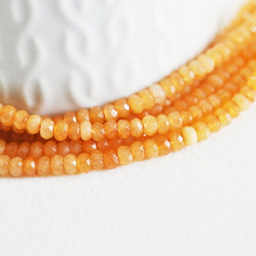 Perle abacus jade naturel teinté orange 4x2mm, x1 fil de 35cm (g2698)