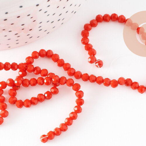 Perles abacus cristal orange facetté 4-5mm, x1 fil de 38 cm (g6366)