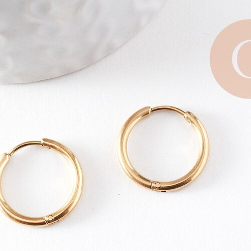 Créoles minimalistes acier 304 inoxydable doré ip 19mm, boucles interchangeables, x2 (g9989)