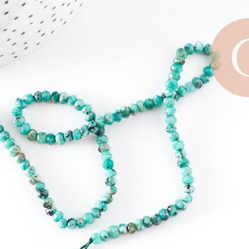 Perle abacus jade naturel vert 4x2mm, perle pierre naturelle pour création bracelets , x1 fil 36 cm, (g0109)