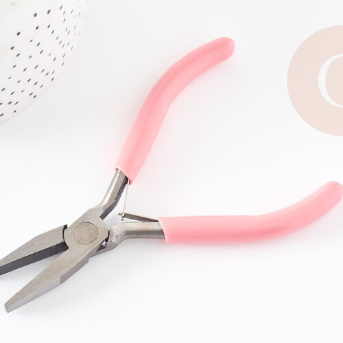 Pince plate fabrication de bijoux acier support rose 12cm, x1 (g5895)