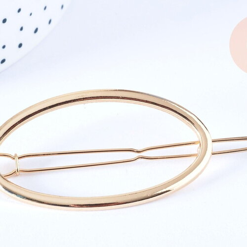 Support barrette clip métal doré ovale sans plateau 54mm, x1 (g6599)